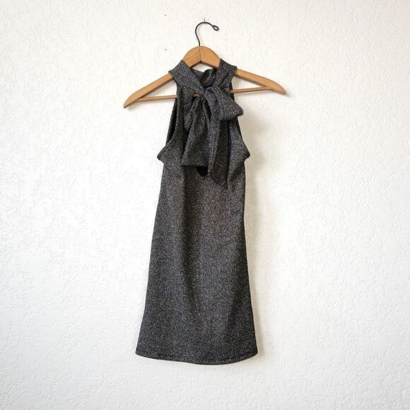 NWT Boohoo Silver Petite‎ Cora Turtleneck Glitter Shift Dress Size 4 - Picture 3 of 6